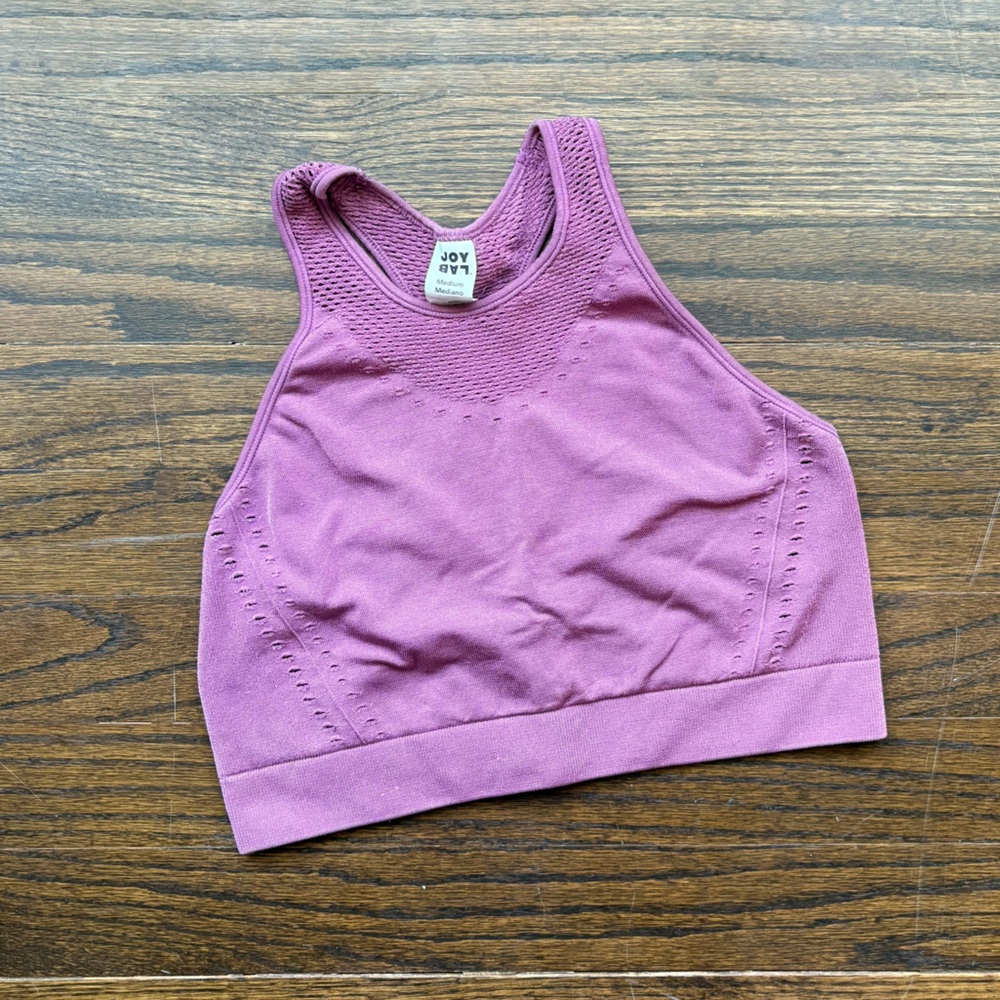 JoyLab Mauve Seamless High-Neck Sports Bra Medium